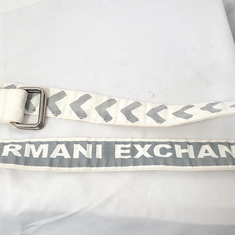 Armani Exchange Gray and White Accent Belt
